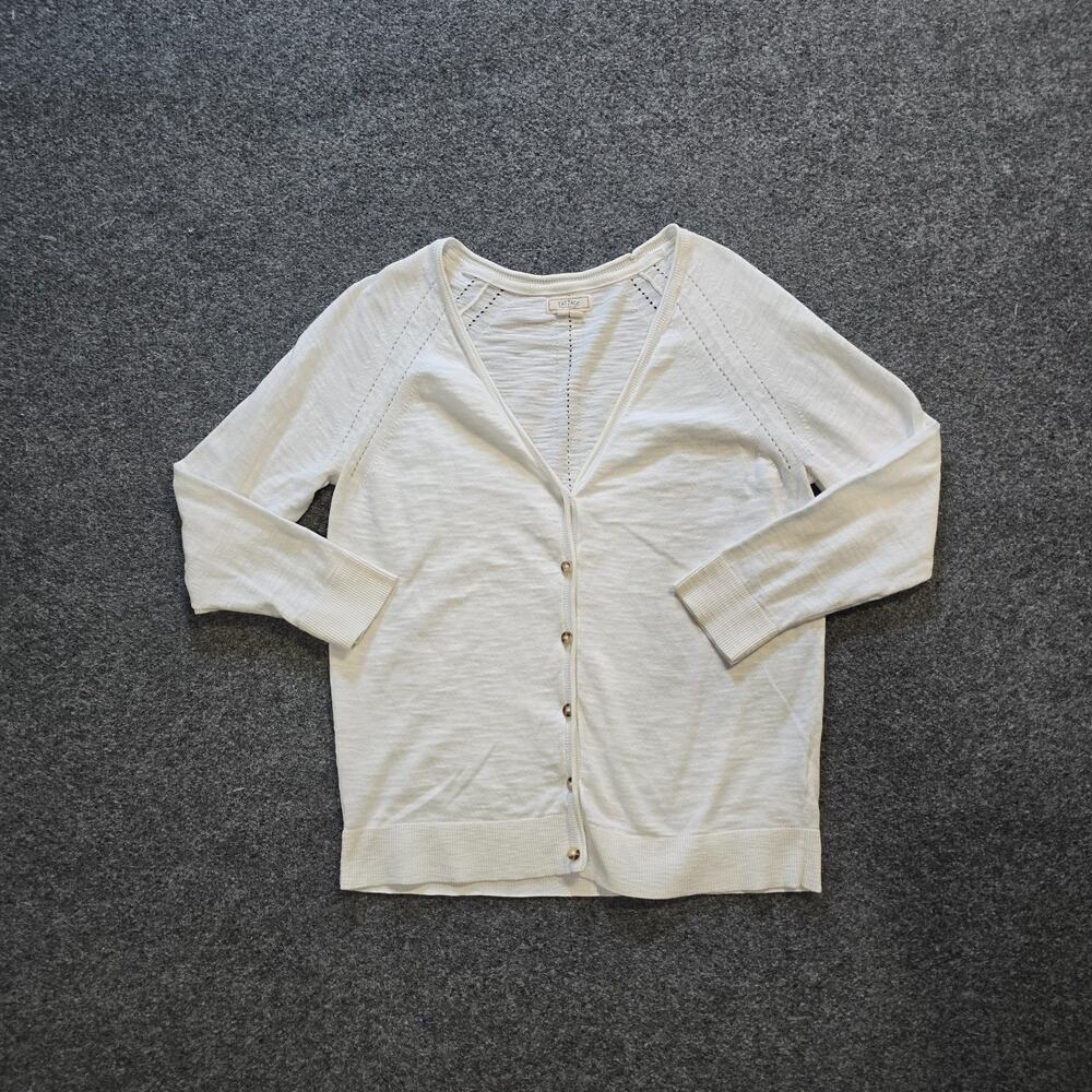 Fat Face Sweater Womens 8 White Cardigan Lightweight Capsule Button Up Casual
